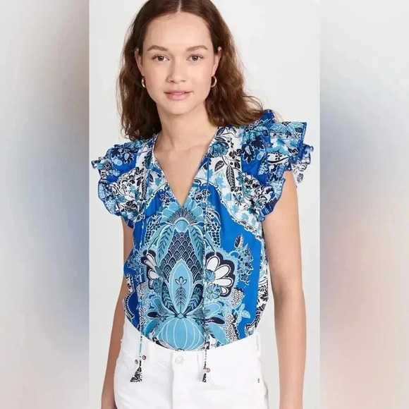 431 Love The Label Women's Short Sleeve Flutter Blouse Size XS - Picture 1 of 10